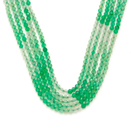 Chrysophrase Green Round Faceted Natural Beads 13 Inches Strands