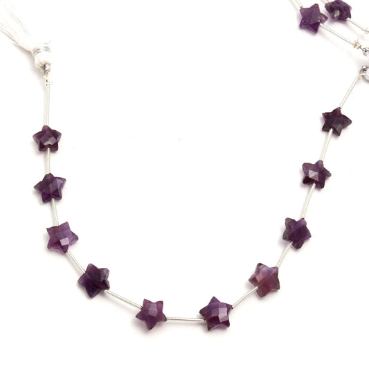 Amethyst Purple Star Faceted Natural Beads 8 Inches Strands