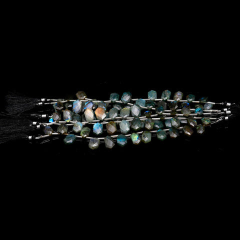 Labradorite Hexagon Tumble Smooth Faceted Natural Beads 8 Inches Strands