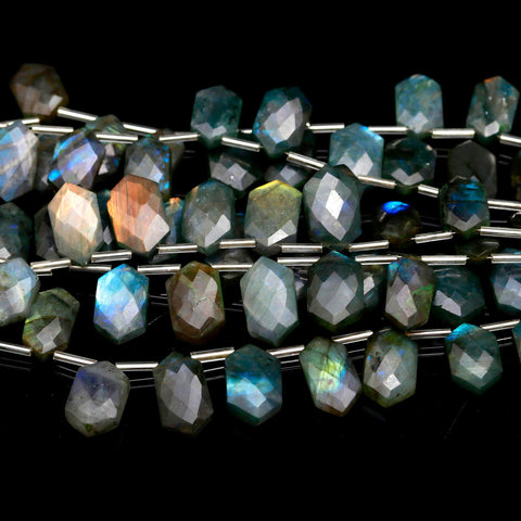Labradorite Hexagon Tumble Smooth Faceted Natural Beads 8 Inches Strands