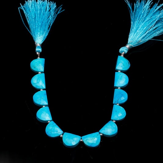 Howlite Turquoise Blue D Shape Smooth Man-Made Beads 8 Inches Strands