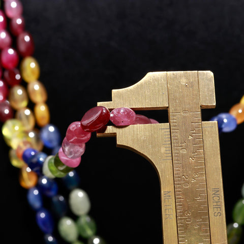 Multi Sapphire Shaded Multi Color Oval Faceted Natural Beads Necklace 20 Inches