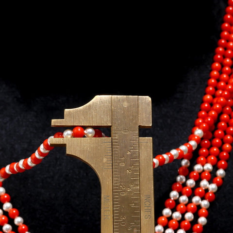 Coral and Pearl Round Smooth Natural Beads Necklace 22 Inches Strands