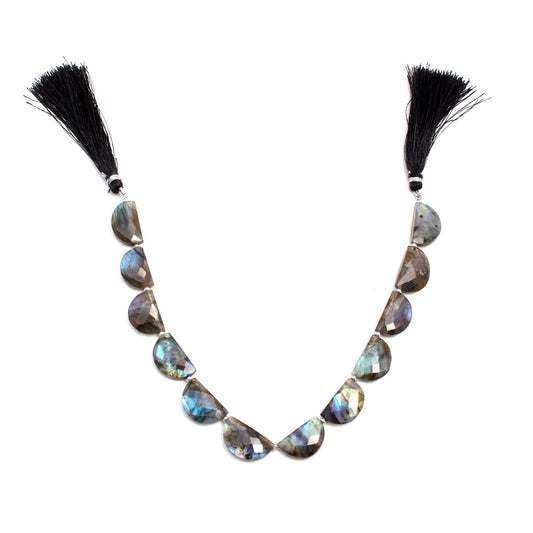 Mystic Coated Labradorite D Shape Faceted Natural Beads 8 Inches Strands