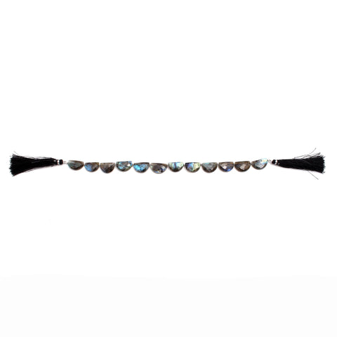Mystic Coated Labradorite D Shape Faceted Natural Beads 8 Inches Strands