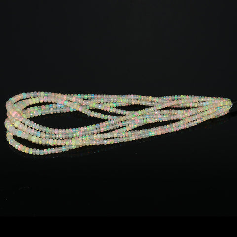 Ethiopian Opal White Rondelle Faceted Natural Beads 16 inches strands