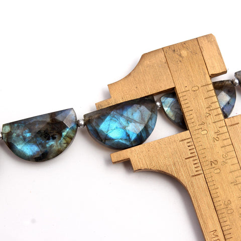 Mystic Coated Labradorite D Shape Faceted Natural Beads 8 Inches Strands