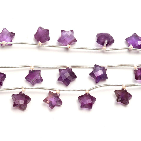 Amethyst Purple Star Faceted Natural Beads 8 Inches Strands