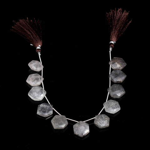 Black Rutilated Quartz Black Pencil Faceted Natural Beads
