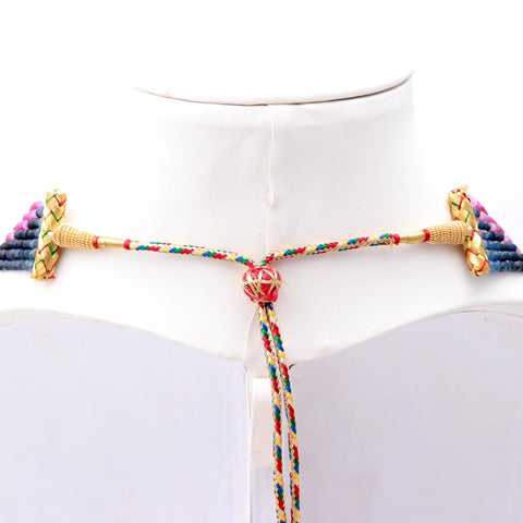 Multi Sapphire Round Faceted Natural Beads Necklace 22 Inches Strands