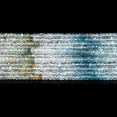 Moss Aquamarine Rondell Faceted Natural Beads 12.5 Inches Strands