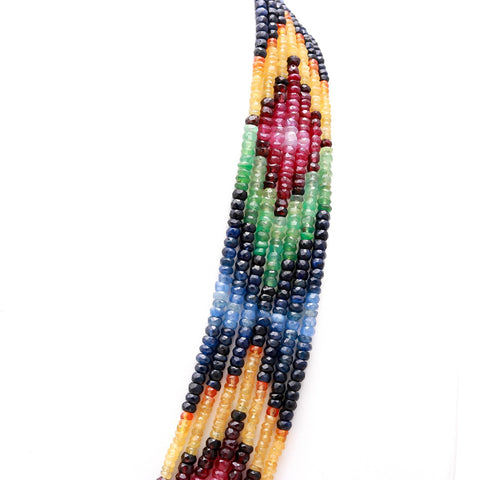 Multi Sapphire Round Faceted Natural Beads Necklace 22 Inches Strands