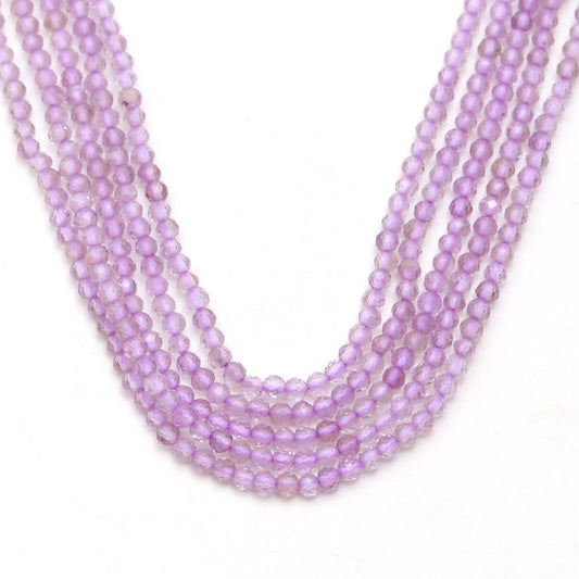 Amethyst Pink Round Carving Natural Beads 13 Inches Strands