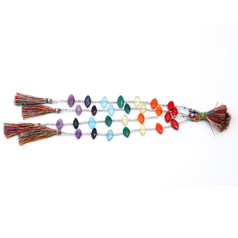 Multi Stone Marquise Carving Natural Beads 8 Inches Strands