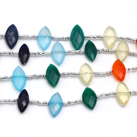 Multi Stone Marquise Carving Natural Beads 8 Inches Strands