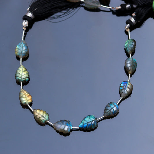 Labradorite Grey Carving Natural Beads 8 Inches Strands