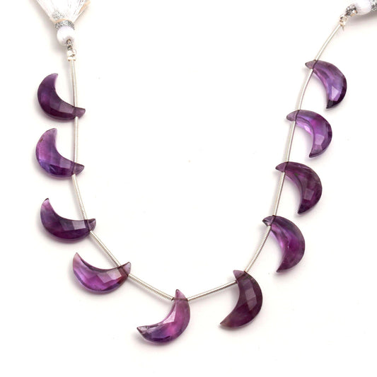 Amethyst Purple Moon Faceted Natural Beads 8 Inches Strands