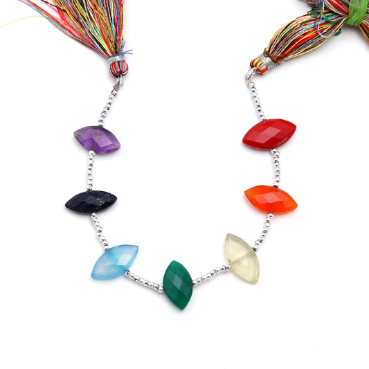 Multi Stone Marquise Carving Natural Beads 8 Inches Strands