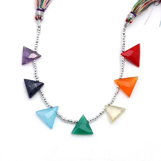Multi Stone Triangle Carving Natural Beads 8 Inches Strands