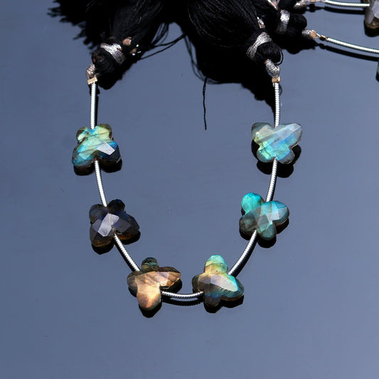 Labradorite Grey Butterfly Carving Natural Beads 8 Inches Strands