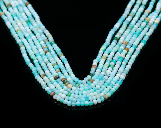 Peru Opal Blue Rondelle Faceted Natural Beads 13 Inches Strands