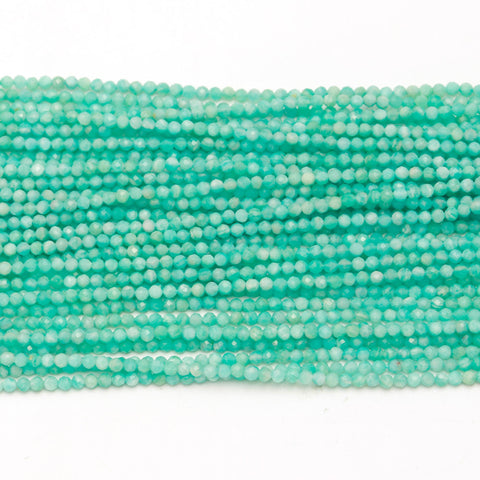 Amazonite Green Round Faceted Natural Beads 13 Inches Strands