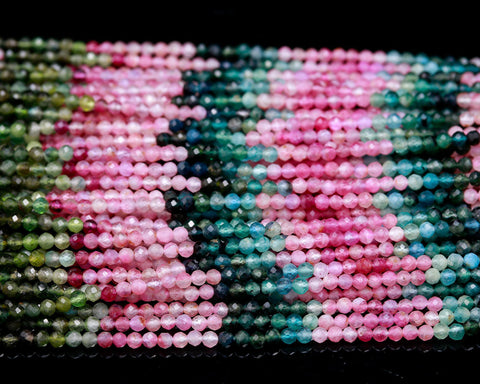 Watermelon Tourmaline Black Rondell Smooth Natural Beads 13 Inches Strands
