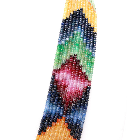 Multi Sapphire Rondell Faceted Natural Beads Necklace 22 Inches Strands