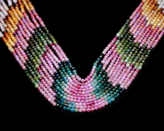 Watermelon Tourmaline Black Rondell Smooth Natural Beads 13 Inches Strands