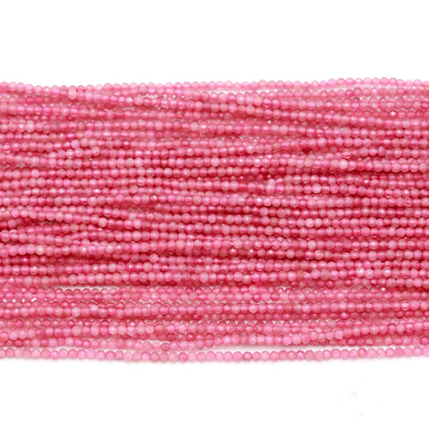 Pink Opal Round Pink Faceted Natural Beads 13 Inches Strands