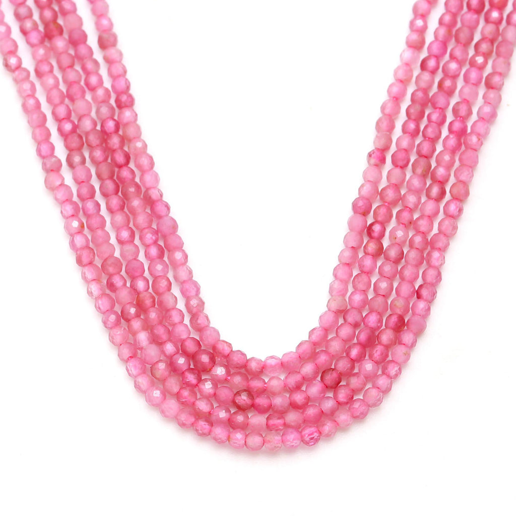 Pink Opal Round Pink Faceted Natural Beads 13 Inches Strands
