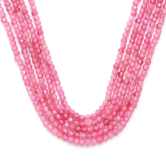 Pink Opal Round Pink Faceted Natural Beads 13 Inches Strands