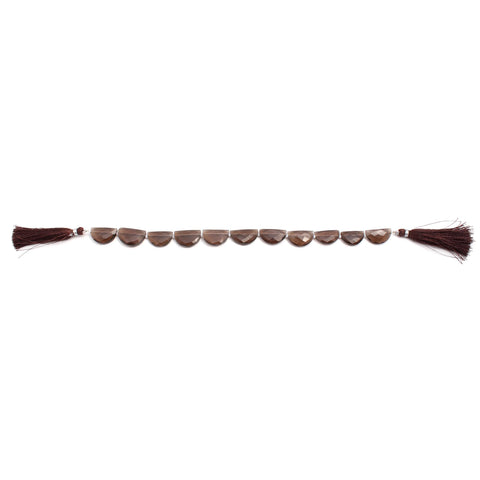 Smoky Brown Curved D Shape Faceted Natural Beads 8 Inches Strands