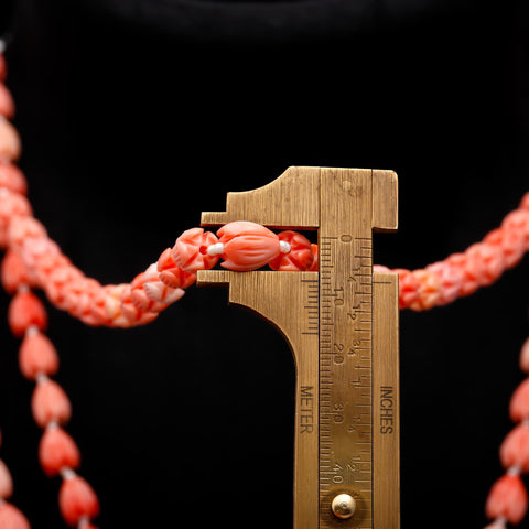 Coral Tulip Smooth Natural 4 MM Beads Necklace 20 Inches Strands