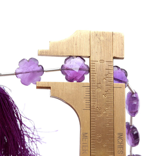 Amethyst Purple Petal Flower Carving Natural 8 inches Strands