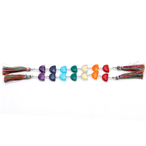 7 Chakra Natural D Shape Faceted 8 Inches Strands