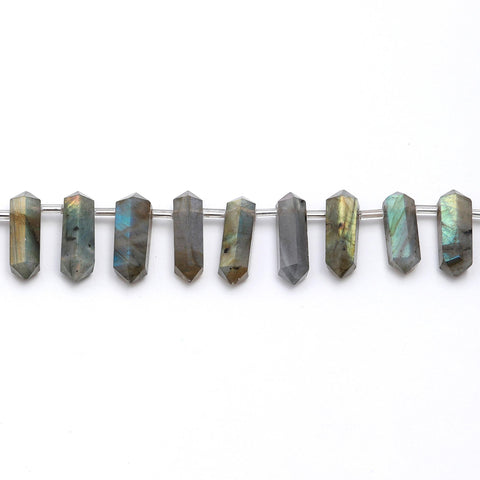 Labradorite Double Pencil Faceted Natural Beads 8 Inches Strands