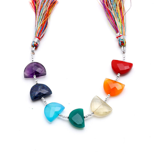 7 Chakra Natural D Shape Faceted 8 Inches Strands