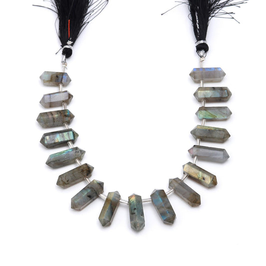 Labradorite Double Pencil Faceted Natural Beads 8 Inches Strands