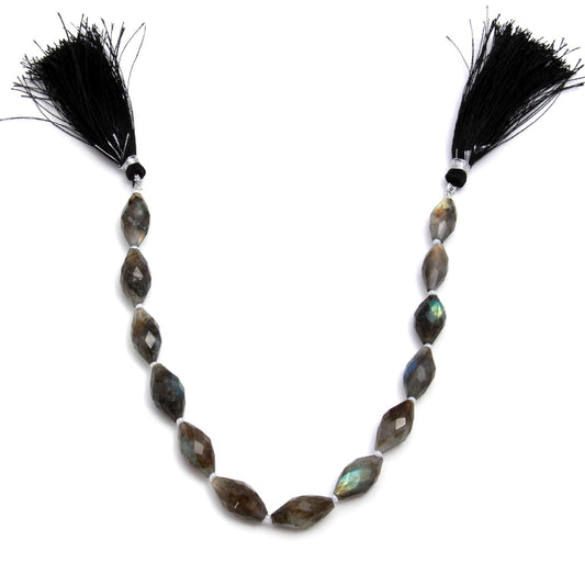 Labradorite Grey Barrel Carving Natural Beads 8 Inches Strands