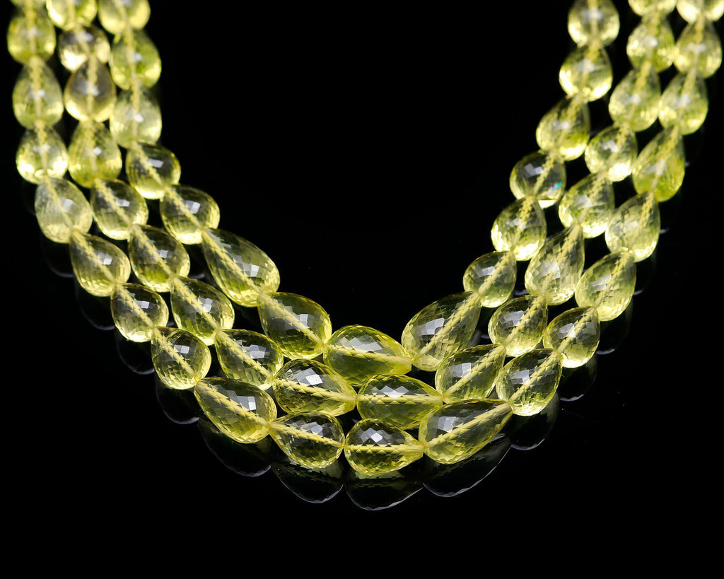 Lemon Quartz Yellow Drop Carving Natural Beads 16 Inches Strands