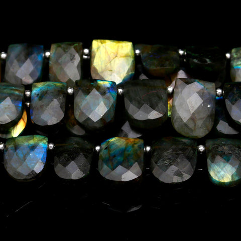 Labradorite Half Oval Tumble Smooth Faceted Natural Beads 8 Inches Strands