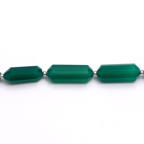 Green Onyx Pencil Faceted Natural Beads 8 Inches Strands