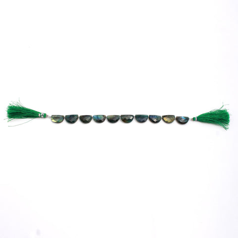 Green Coated Labradorite D Shape Faceted Natural Beads