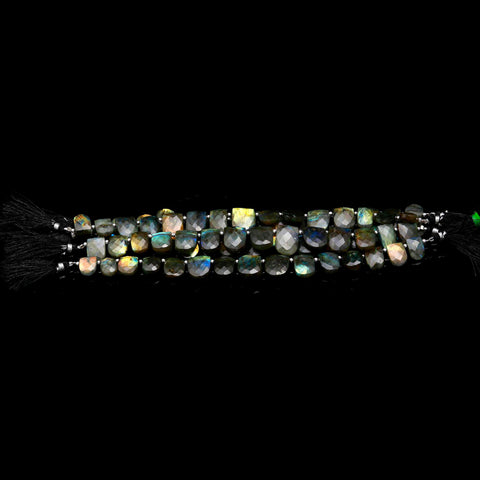 Labradorite Half Oval Tumble Smooth Faceted Natural Beads 8 Inches Strands