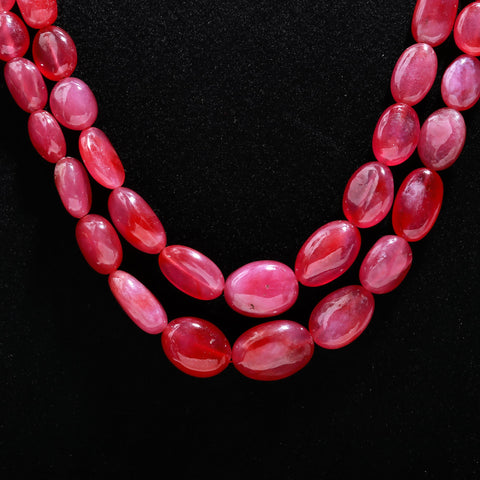 Ruby Shaded Red Oval Faceted Natural Beads Necklace 22 Inches