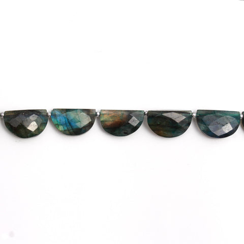 Green Coated Labradorite D Shape Faceted Natural Beads