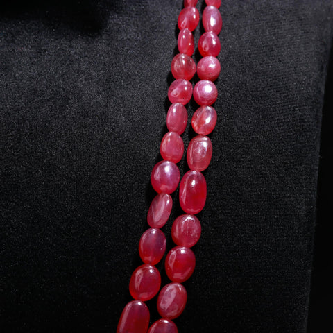 Ruby Shaded Red Oval Faceted Natural Beads Necklace 22 Inches