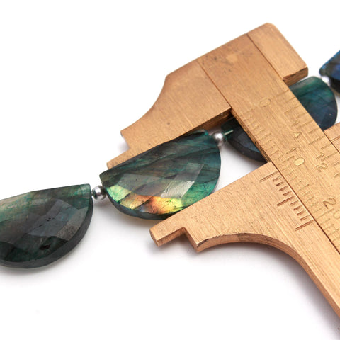 Green Coated Labradorite D Shape Faceted Natural Beads