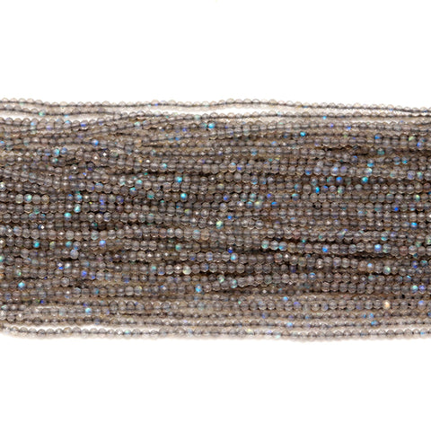 Labradorite Grey Round Faceted Natural Beads 13 inches Strands